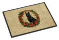 Schipperke Christmas Flowers Doormat Indoor Outdoor 18H X 27W Front Door Mat Rugs for Entryway, Non Slip Washable