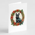 Scottish Terrier Christmas Flowers Greeting Cards Pack of 8 Blank Cards with Envelopes Whimsical A7 Size 5x7