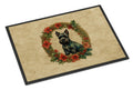 Scottish Terrier Christmas Flowers Doormat Indoor Outdoor 24H X 36W Front Door Mat Rugs for Entryway, Non Slip Washable Low Pile,