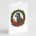Scottish Deerhound Christmas Flowers Greeting Cards Pack of 8 Blank Cards with Envelopes Whimsical A7 Size 5x7