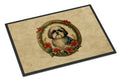 Shih Tzu Christmas Flowers Doormat Indoor Outdoor 24H X 36W Front Door Mat Rugs for Entryway, Non Slip Washable Low Pile,