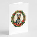 Silky Terrier Christmas Flowers Greeting Cards Pack of 8 Blank Cards with Envelopes Whimsical A7 Size 5x7