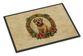 Wheaten Terrier Christmas Flowers Doormat Indoor Outdoor 18H X 27W Front Door Mat Rugs for Entryway, Non Slip Washable