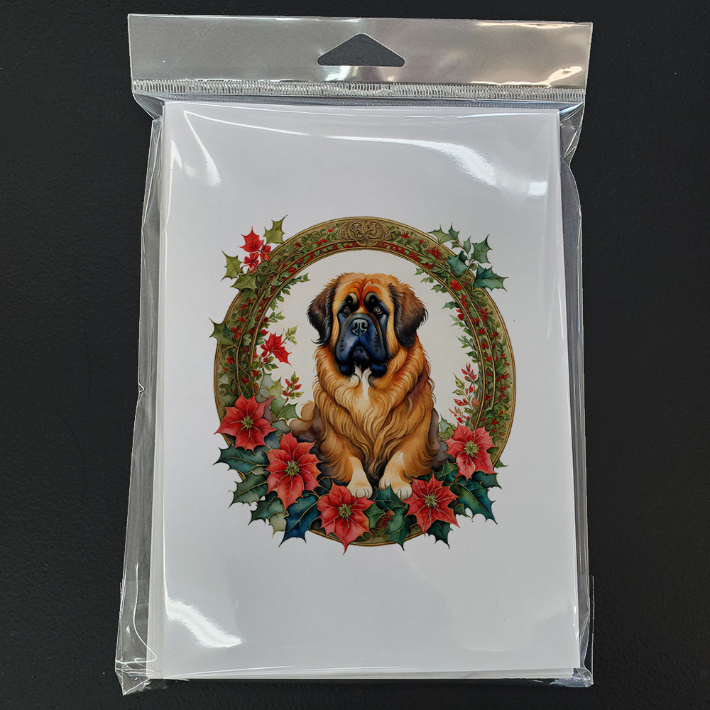 Tibetan Mastiff Christmas Flowers Greeting Cards Pack of 8 Blank Cards with Envelopes Whimsical A7 Size 5x7