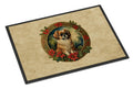 Tibetan Spaniel Christmas Flowers Doormat Indoor Outdoor 24H X 36W Front Door Mat Rugs for Entryway, Non Slip Washable Low Pile,