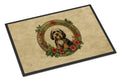 Tibetan Terrier Christmas Flowers Doormat Indoor Outdoor 18H X 27W Front Door Mat Rugs for Entryway, Non Slip Washable
