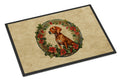 Vizsla Christmas Flowers Doormat Indoor Outdoor 18H X 27W Front Door Mat Rugs for Entryway, Non Slip Washable