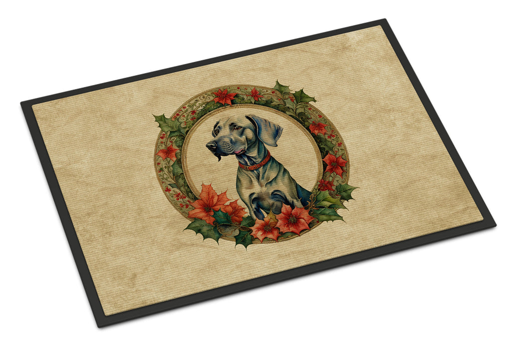 Weimaraner Christmas Flowers Doormat Indoor Outdoor 24H X 36W Front Door Mat Rugs for Entryway, Non Slip Washable Low Pile,