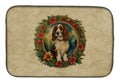 Welsh Springer Spaniel Christmas Flowers Dish Drying Mat Absorbent Dish Drying Mat Pad for Kitchen Counter Dish Drainer Mat for Countertop, 14 x 21", Multicolor