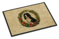 Welsh Springer Spaniel Christmas Flowers Doormat Indoor Outdoor 24H X 36W Front Door Mat Rugs for Entryway, Non Slip Washable Low Pile,