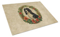 Welsh Springer Spaniel Christmas Flowers Cutting Board Tempered Glass Kitchen Cutting Surface, Heat Resistant Chopping, Non-Slip Feet, Food Prep & Serving