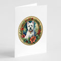Westie Christmas Flowers Greeting Cards Pack of 8 Blank Cards with Envelopes Whimsical A7 Size 5x7