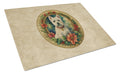 Westie Christmas Flowers Cutting Board Tempered Glass Kitchen Cutting Surface, Heat Resistant Chopping, Non-Slip Feet, Food Prep & Serving