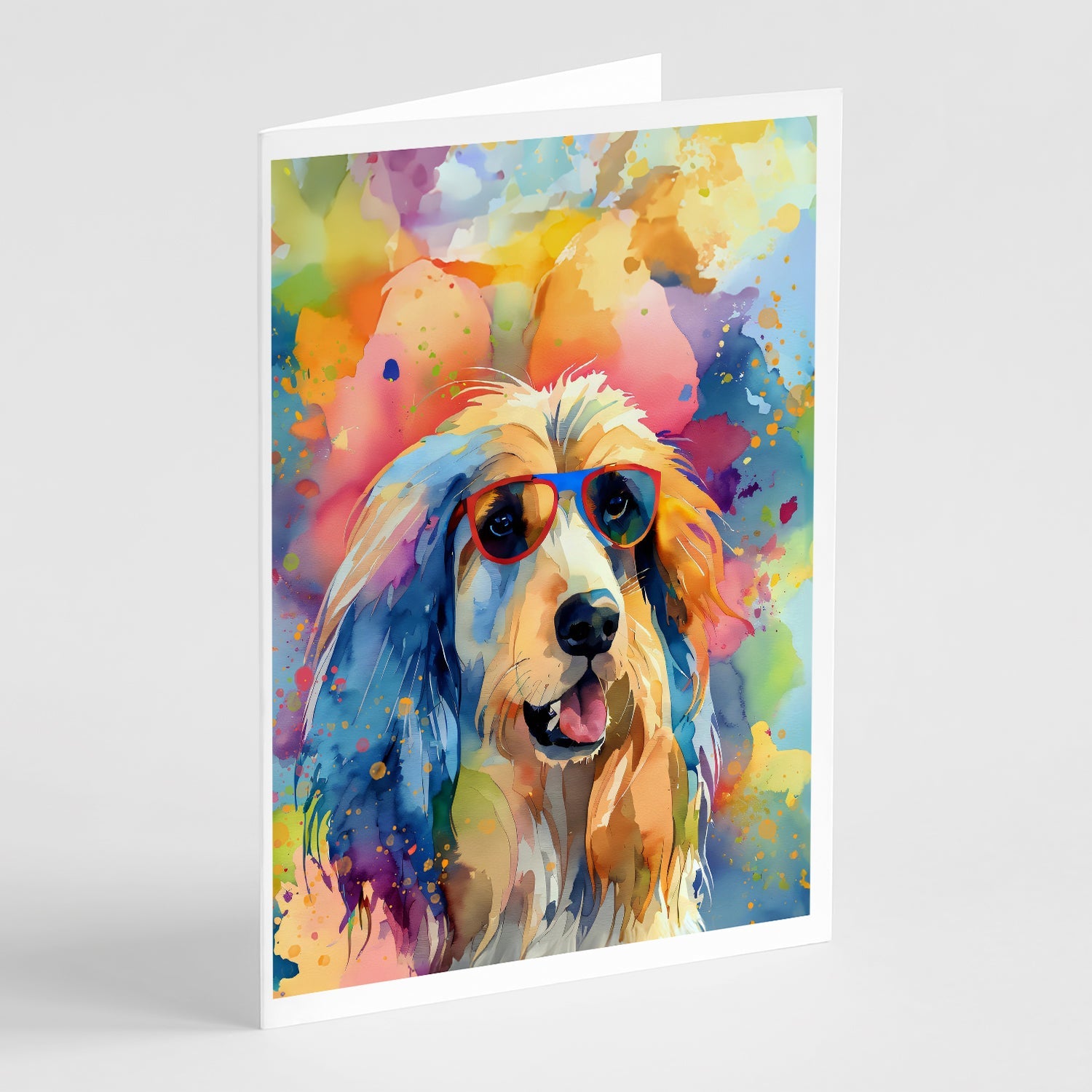 Afghan Hound Hippie Dawg Greeting Cards Pack of 8 Blank Cards with Envelopes Whimsical A7 Size 5x7