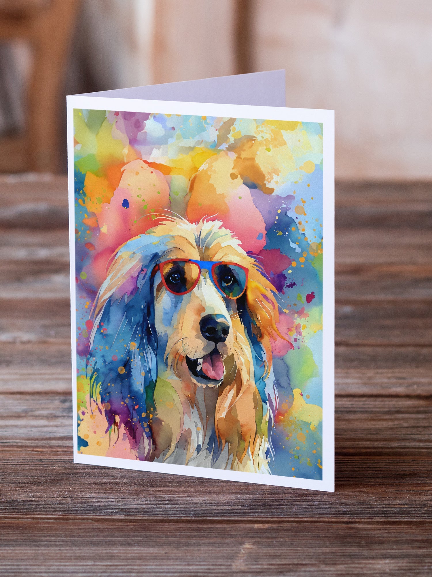 Afghan Hound Hippie Dawg Greeting Cards Pack of 8 Blank Cards with Envelopes Whimsical A7 Size 5x7