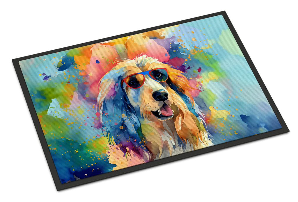 Afghan Hound Hippie Dawg Doormat Indoor Outdoor 24H X 36W Front Door Mat Rugs for Entryway, Non Slip Washable Low Pile,
