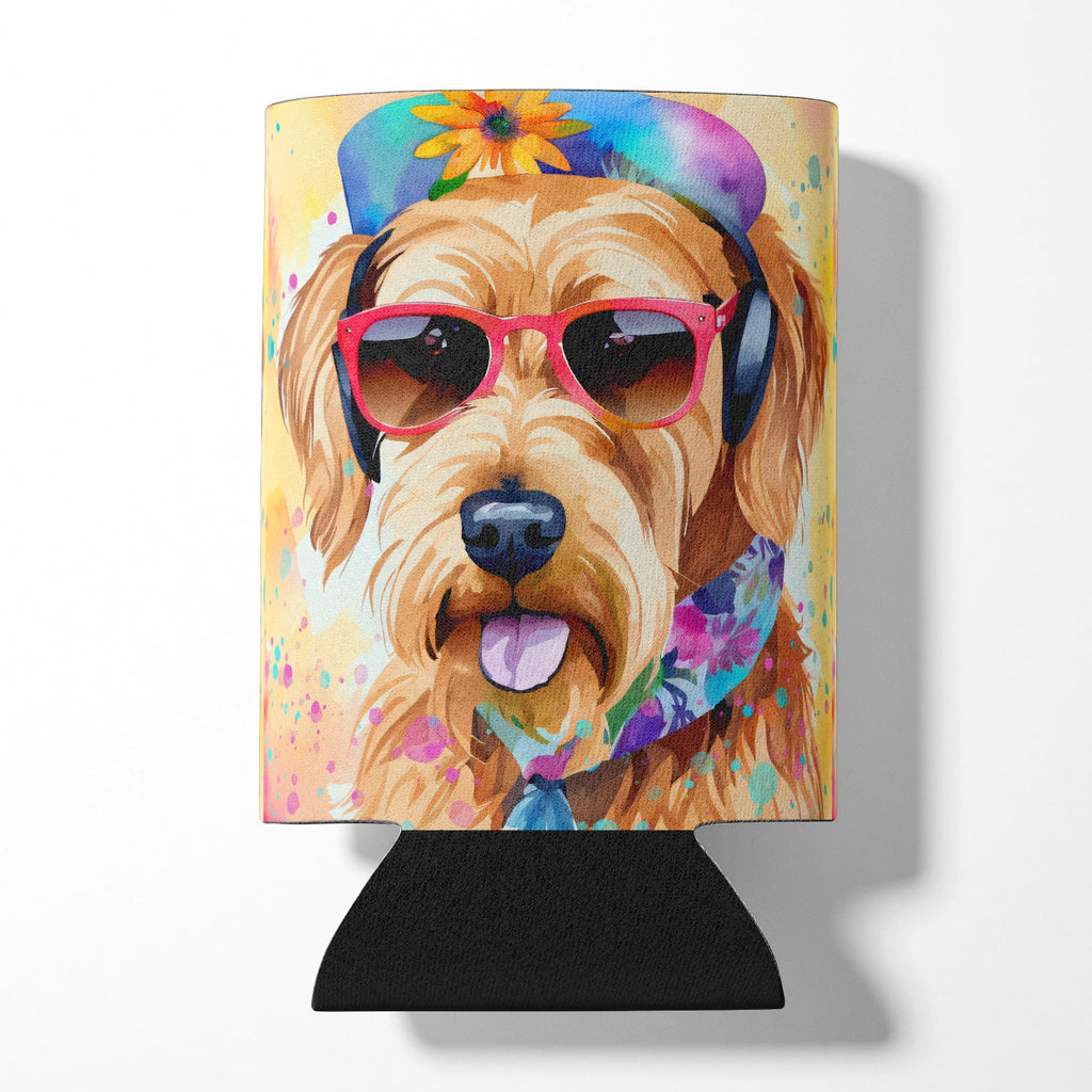 Airedale Terrier Hippie Dawg Can or Bottle Hugger Cooler Sleeve for Standard 12 oz Cans, Insulated Foam Beer & Soda Can Hugger Reusable