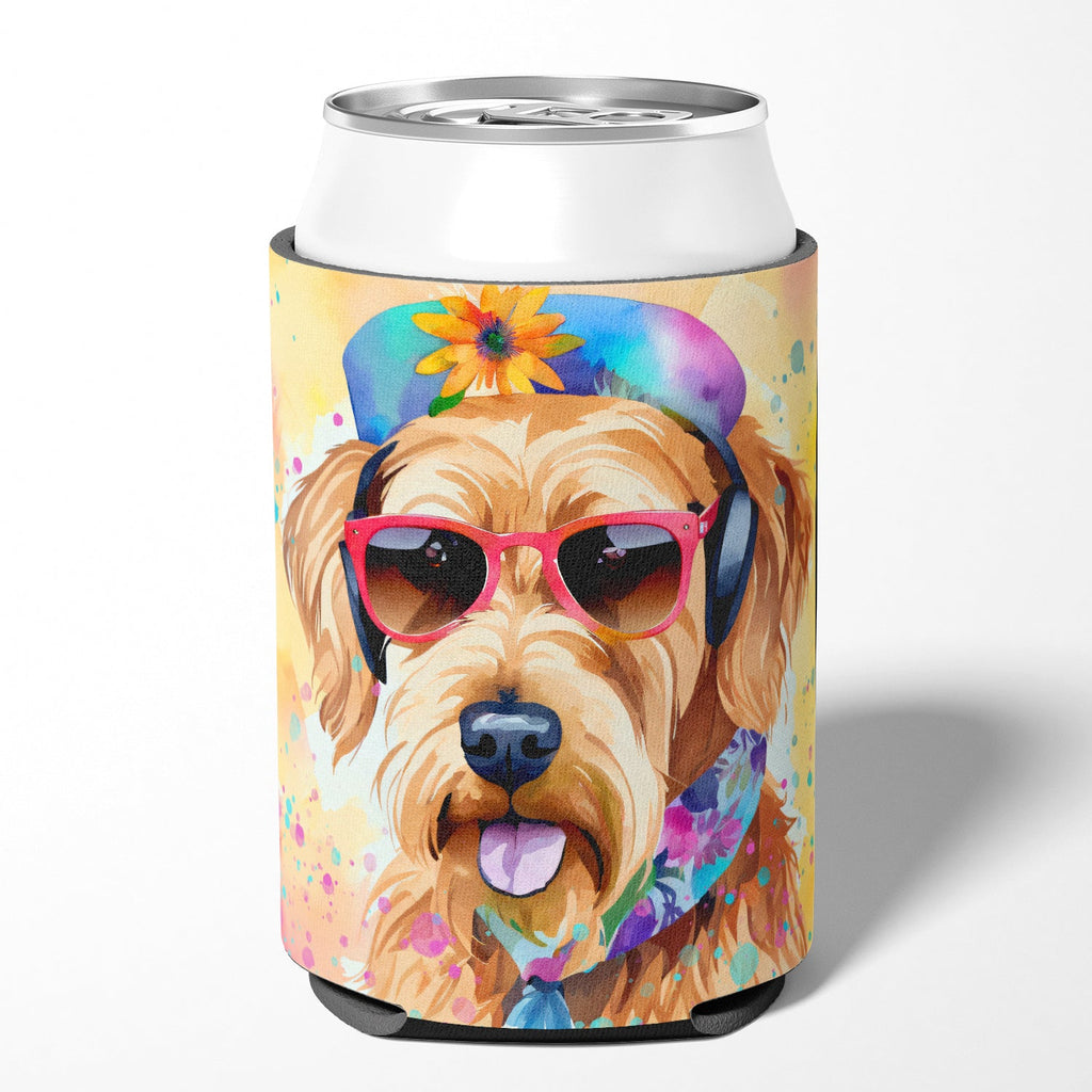 Airedale Terrier Hippie Dawg Can or Bottle Hugger Cooler Sleeve for Standard 12 oz Cans, Insulated Foam Beer & Soda Can Hugger Reusable