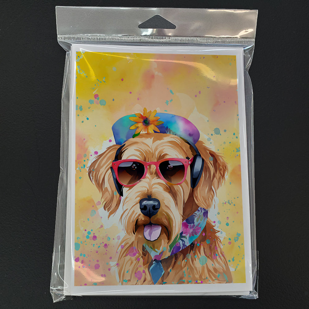 Airedale Terrier Hippie Dawg Greeting Cards Pack of 8 Blank Cards with Envelopes Whimsical A7 Size 5x7