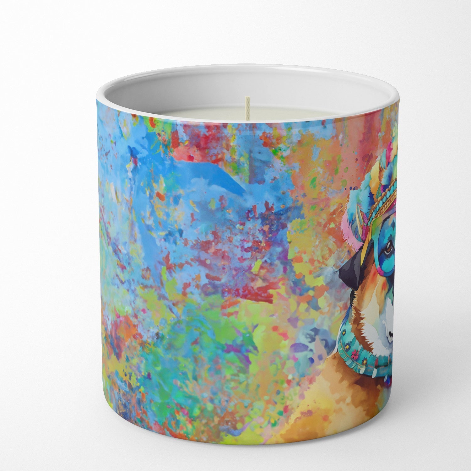 Akita Hippie Dawg Decorative Soy Candle Nature Soy Wax Essential Oil Home Decor Ideal for Bedroom Kitchen Bath Office Gift, 10 oz