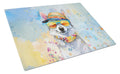 Alaskan Klee Kai Hippie Dawg Cutting Board Tempered Glass Kitchen Cutting Surface, Heat Resistant Chopping, Non-Slip Feet, Food Prep & Serving