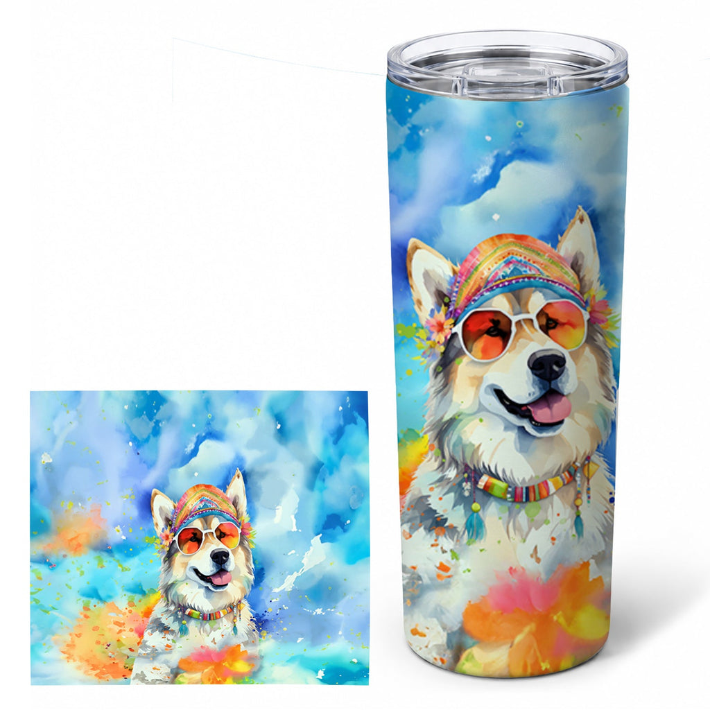 Alaskan Malamute Hippie Dawg Stainless Steel Skinny Tumbler 20 oz Vacuum Double Walled Reusable Insulated Travel Cup