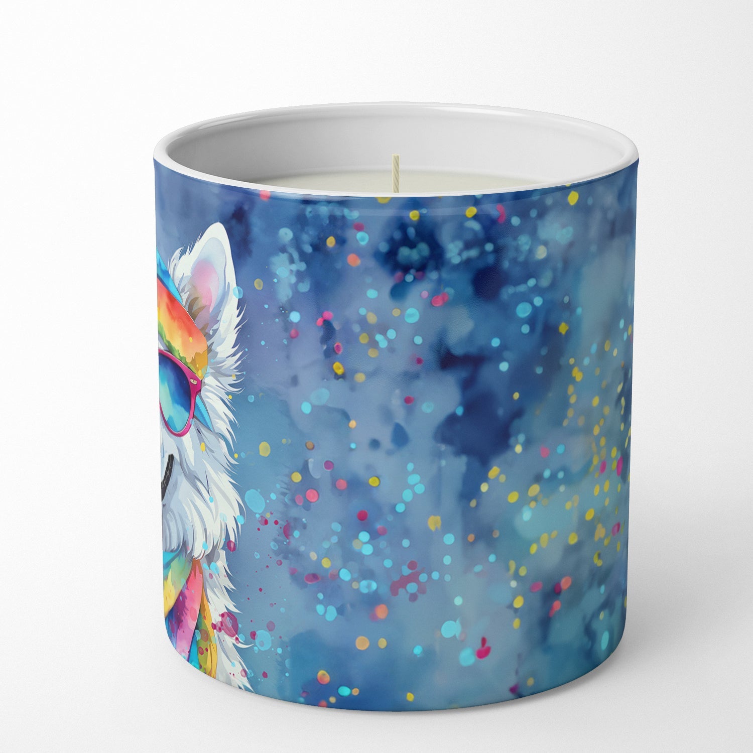 American Eskimo Hippie Dawg Decorative Soy Candle Nature Soy Wax Essential Oil Home Decor Ideal for Bedroom Kitchen Bath Office Gift, 10 oz