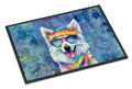 American Eskimo Hippie Dawg Doormat Indoor Outdoor 18H X 27W Front Door Mat Rugs for Entryway, Non Slip Washable