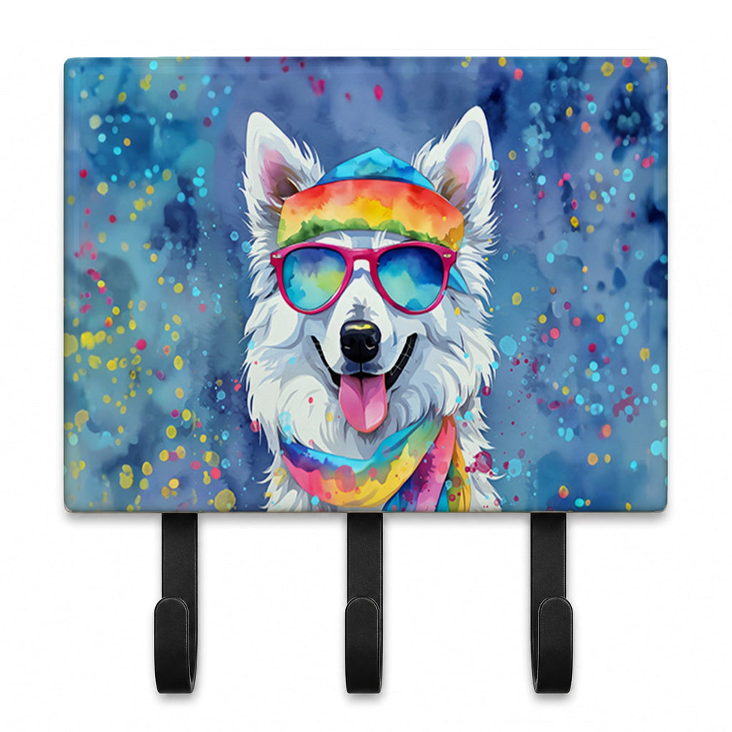 American Eskimo Hippie Dawg Leash or Key Holder Wall Hooks, Coat Rack Wall Mount, for Hanging Keys, Towels, Aprons, Leashes