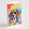 Beagle Hippie Dawg Greeting Cards Pack of 8 Blank Cards with Envelopes Whimsical A7 Size 5x7