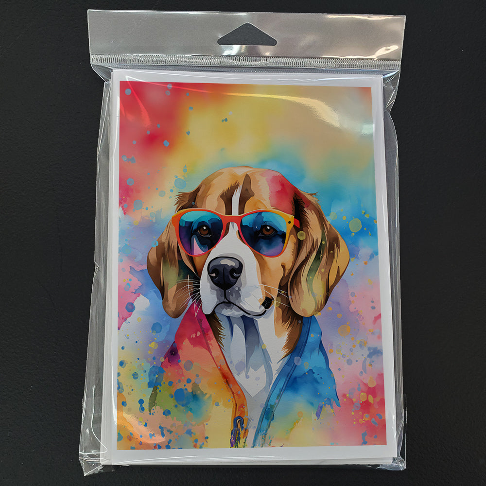 Beagle Hippie Dawg Greeting Cards Pack of 8 Blank Cards with Envelopes Whimsical A7 Size 5x7