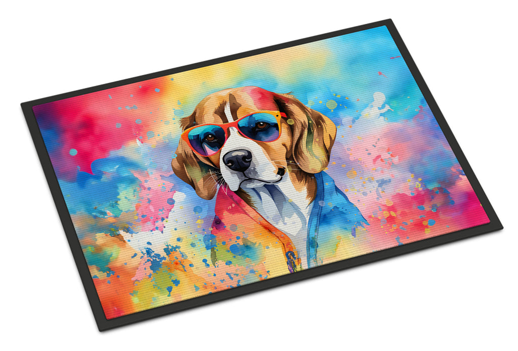 Beagle Hippie Dawg Doormat Indoor Outdoor 18H X 27W Front Door Mat Rugs for Entryway, Non Slip Washable