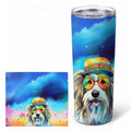 Bearded Collie Hippie Dawg Stainless Steel Skinny Tumbler 20 oz Vacuum Double Walled Reusable Insulated Travel Cup