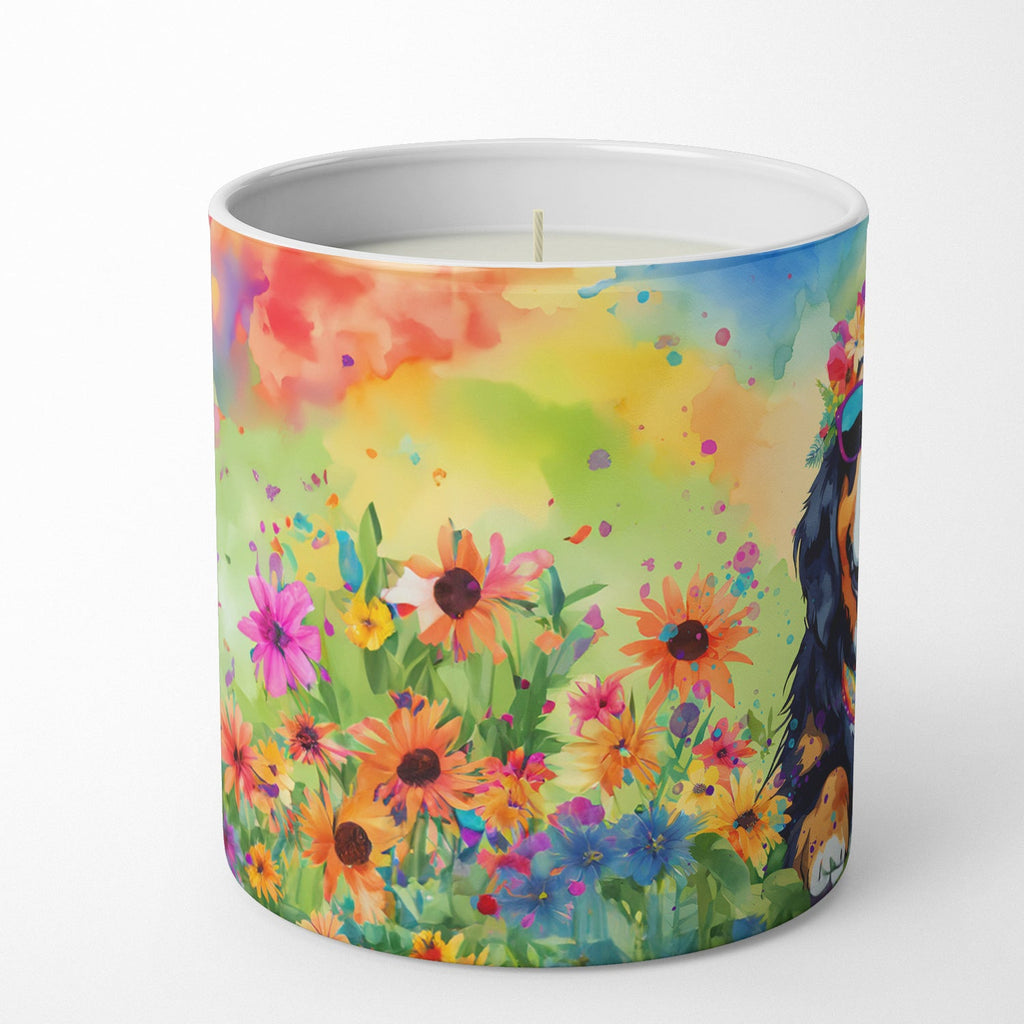 Bernese Mountain Dog Hippie Dawg Decorative Soy Candle Nature Soy Wax Essential Oil Home Decor Ideal for Bedroom Kitchen Bath Office Gift, 10 oz