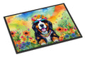 Bernese Mountain Dog Hippie Dawg Doormat Indoor Outdoor 18H X 27W Front Door Mat Rugs for Entryway, Non Slip Washable