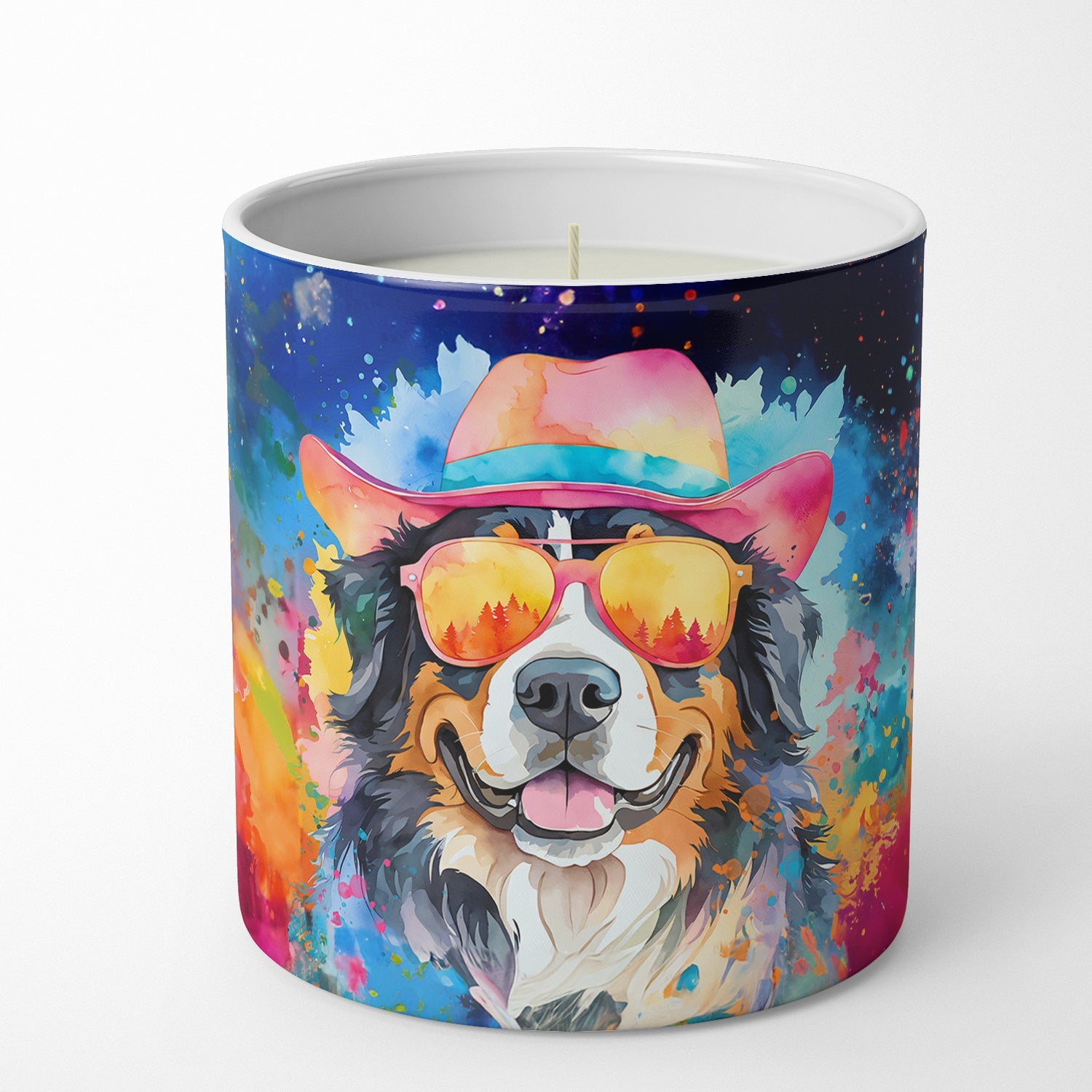 Bernese Mountain Dog Hippie Dawg Decorative Soy Candle Nature Soy Wax Essential Oil Home Decor Ideal for Bedroom Kitchen Bath Office Gift, 10 oz