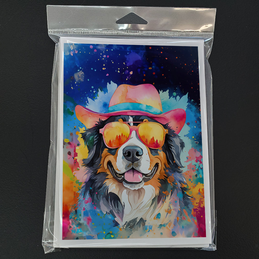Bernese Mountain Dog Hippie Dawg Greeting Cards Pack of 8 Blank Cards with Envelopes Whimsical A7 Size 5x7