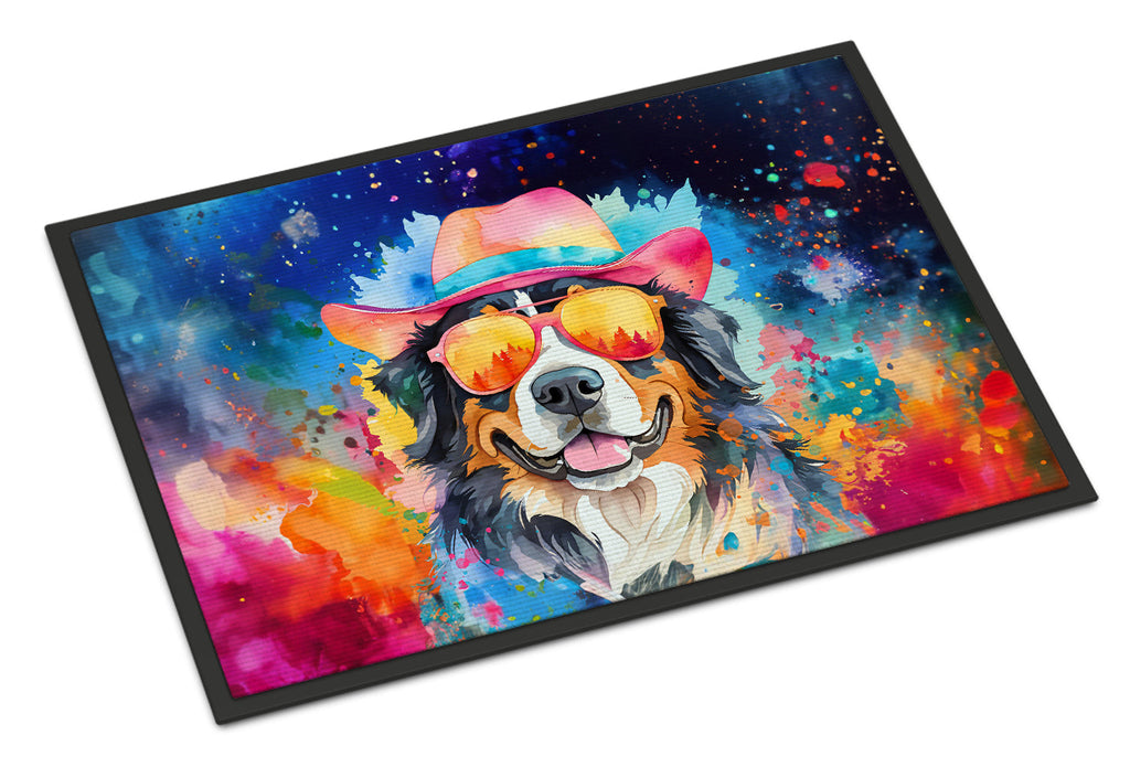 Bernese Mountain Dog Hippie Dawg Doormat Indoor Outdoor 24H X 36W Front Door Mat Rugs for Entryway, Non Slip Washable Low Pile,