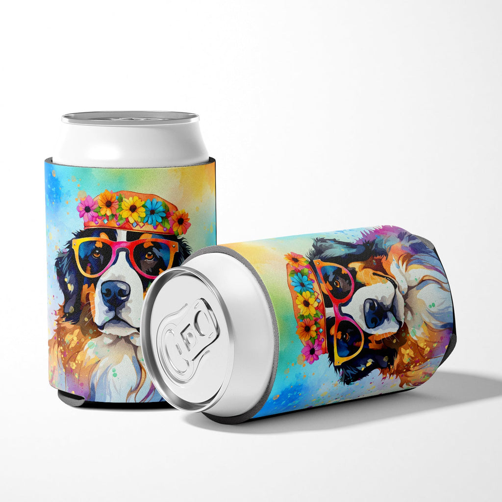 Bernese Mountain Dog Hippie Dawg Can or Bottle Hugger Cooler Sleeve for Standard 12 oz Cans, Insulated Foam Beer & Soda Can Hugger Reusable