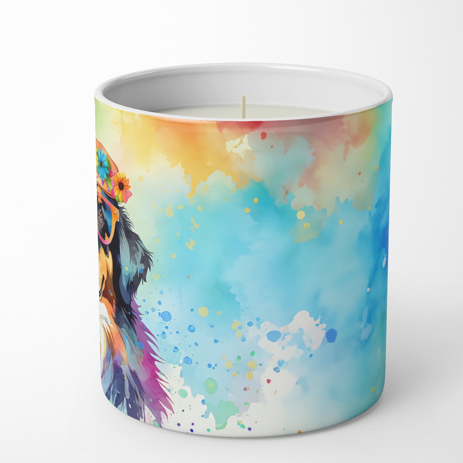 Bernese Mountain Dog Hippie Dawg Decorative Soy Candle Nature Soy Wax Essential Oil Home Decor Ideal for Bedroom Kitchen Bath Office Gift, 10 oz