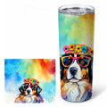 Bernese Mountain Dog Hippie Dawg Stainless Steel Skinny Tumbler 20 oz Vacuum Double Walled Reusable Insulated Travel Cup