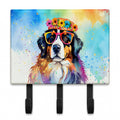 Bernese Mountain Dog Hippie Dawg Leash or Key Holder Wall Hooks, Coat Rack Wall Mount, for Hanging Keys, Towels, Aprons, Leashes