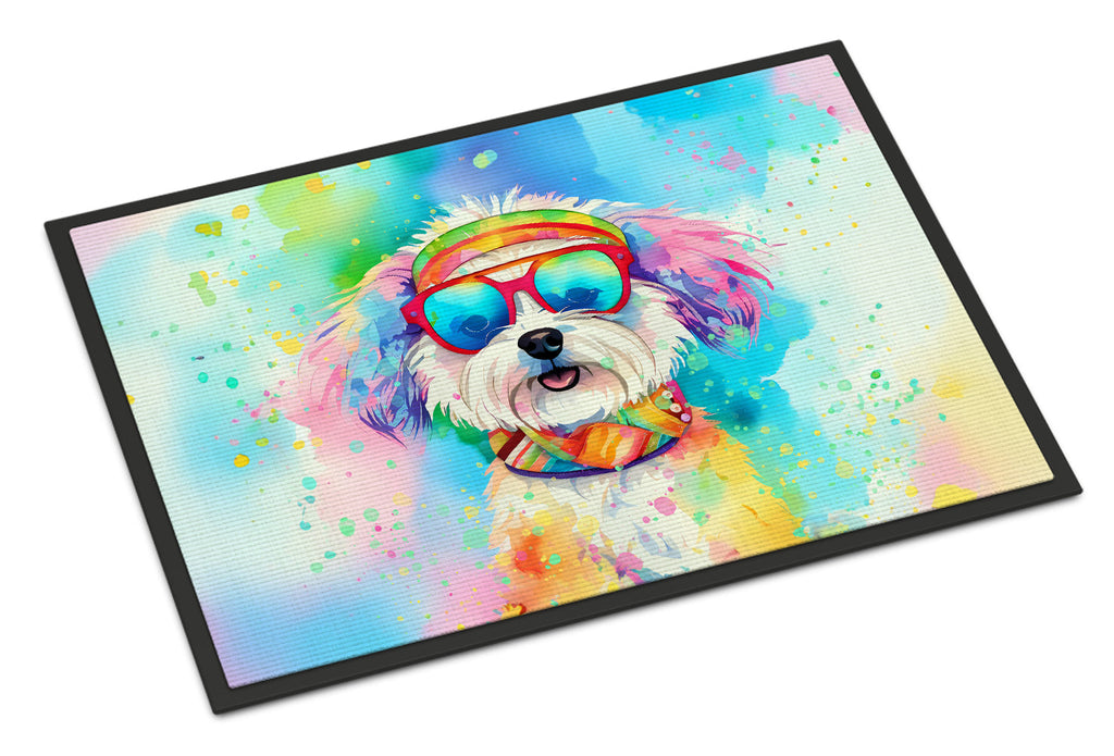 Bichon Frise Hippie Dawg Doormat Indoor Outdoor 24H X 36W Front Door Mat Rugs for Entryway, Non Slip Washable Low Pile,
