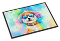 Bichon Frise Hippie Dawg Doormat Indoor Outdoor 18H X 27W Front Door Mat Rugs for Entryway, Non Slip Washable