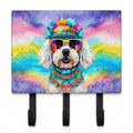 Bichon Frise Hippie Dawg Leash or Key Holder Wall Hooks, Coat Rack Wall Mount, for Hanging Keys, Towels, Aprons, Leashes