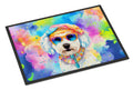 Bichon Frise Hippie Dawg Doormat Indoor Outdoor 24H X 36W Front Door Mat Rugs for Entryway, Non Slip Washable Low Pile,