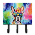 Boston Terrier Hippie Dawg Leash or Key Holder Wall Hooks, Coat Rack Wall Mount, for Hanging Keys, Towels, Aprons, Leashes