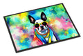 Boston Terrier Hippie Dawg Doormat Indoor Outdoor 18H X 27W Front Door Mat Rugs for Entryway, Non Slip Washable