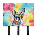 Boston Terrier Hippie Dawg Leash or Key Holder Wall Hooks, Coat Rack Wall Mount, for Hanging Keys, Towels, Aprons, Leashes