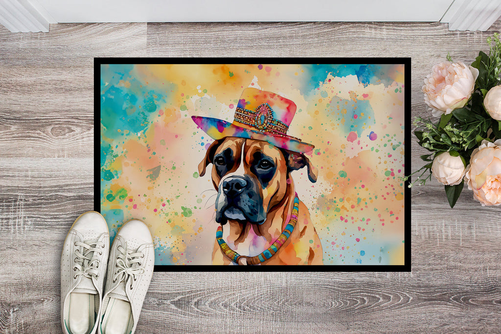 Boxer Hippie Dawg Doormat Indoor Outdoor 24H X 36W Front Door Mat Rugs for Entryway, Non Slip Washable Low Pile,